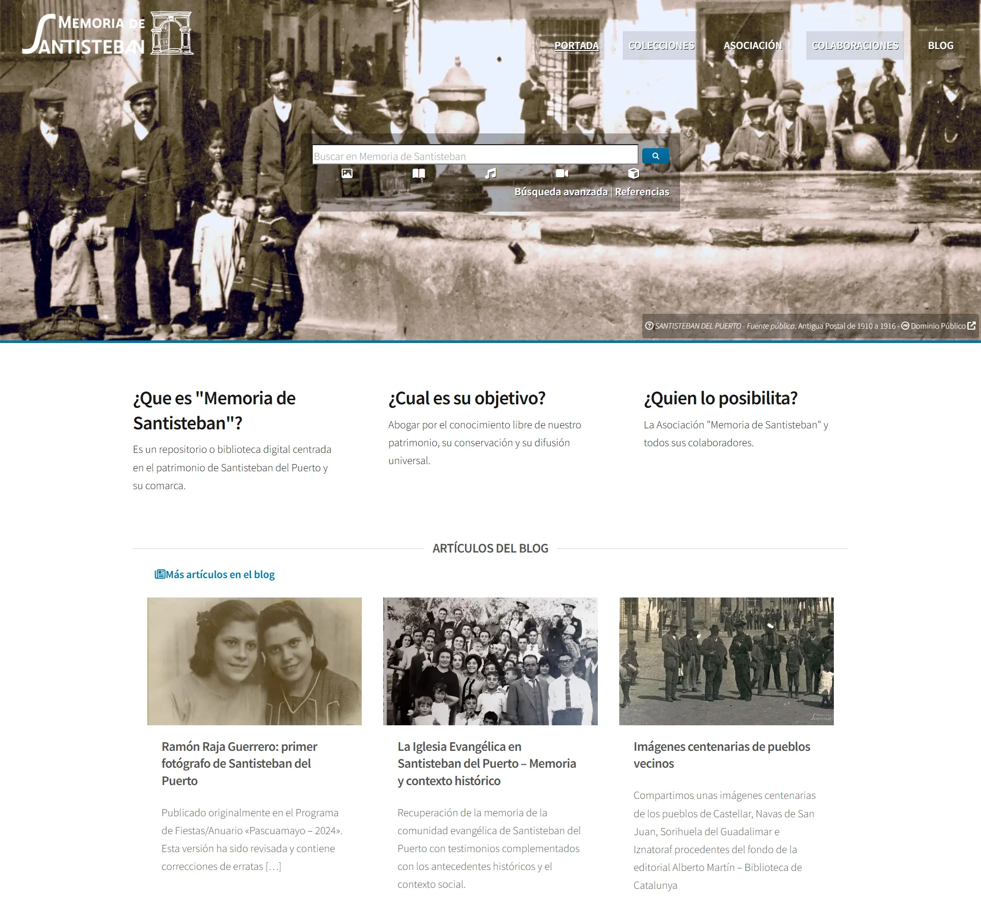 Captura del portal Memoria de Santiesteban del Ayuntamiento de Santiesteban