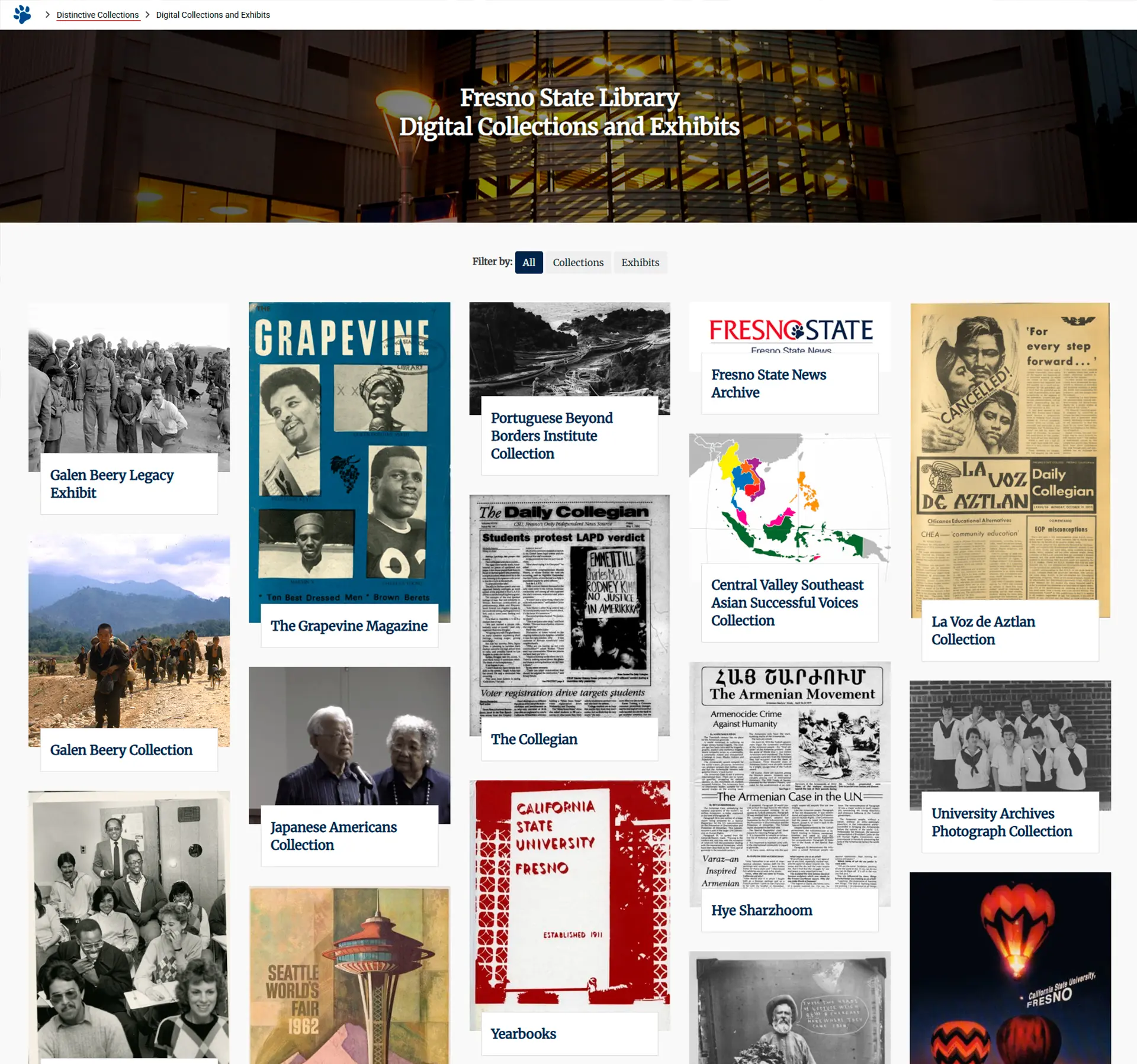 Captura de la Biblioteca Digital de la Universidad Estatal de California, Fresno